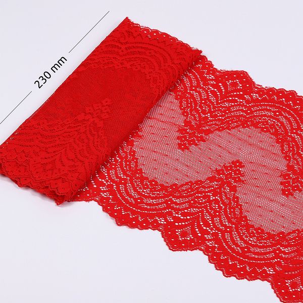 Кружево бельевое эластичное 230 мм / 10 м, 8036, цв.SD163 красный, Kruzhevo