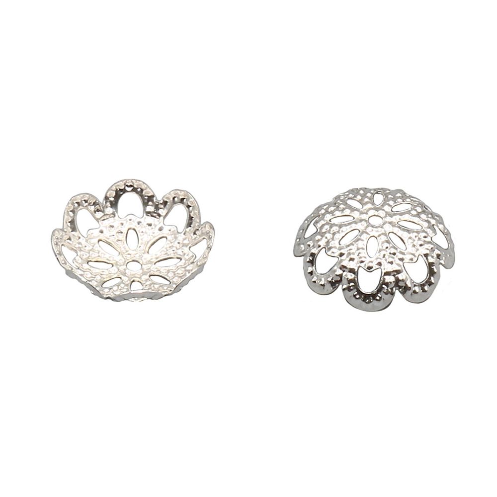 Шапочка для бусин, d-12 мм, 30 шт/уп, серебро