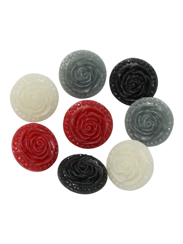 Украшения декоративные пуговицы Розочки, набор 4 цвета, 8 шт (микс 3)