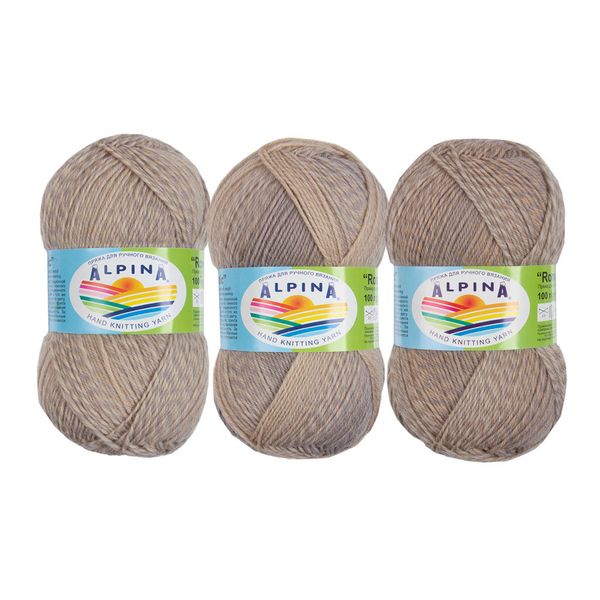Пряжа Alpina Romantic / уп.5 мот. по 100г, 300м, 13 бежевый-св.серый