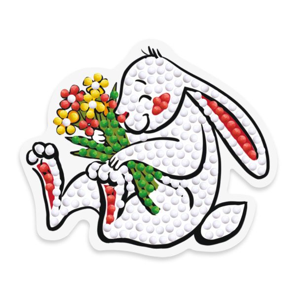 Алмазная (кристальная) мозаика Фрея, магнит Кролик, 8.5х7.5 см