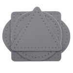 Набор заплаток пришивных из кожи, круг, квадрат, треугольник, овал 6см, с перфорацией, 4 шт (07 серый), 9723