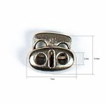 Фиксатор (зажим) для шнура металл плоский, 2 отв., 12х13.5 мм, (in ⌀3 мм), мет. цв.серебро, 20 шт