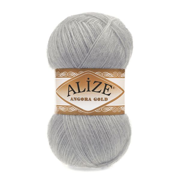 Пряжа Alize (Ализе) Angora Gold / уп.5 мот. по 100 г, 550м, 021 светло-серый A