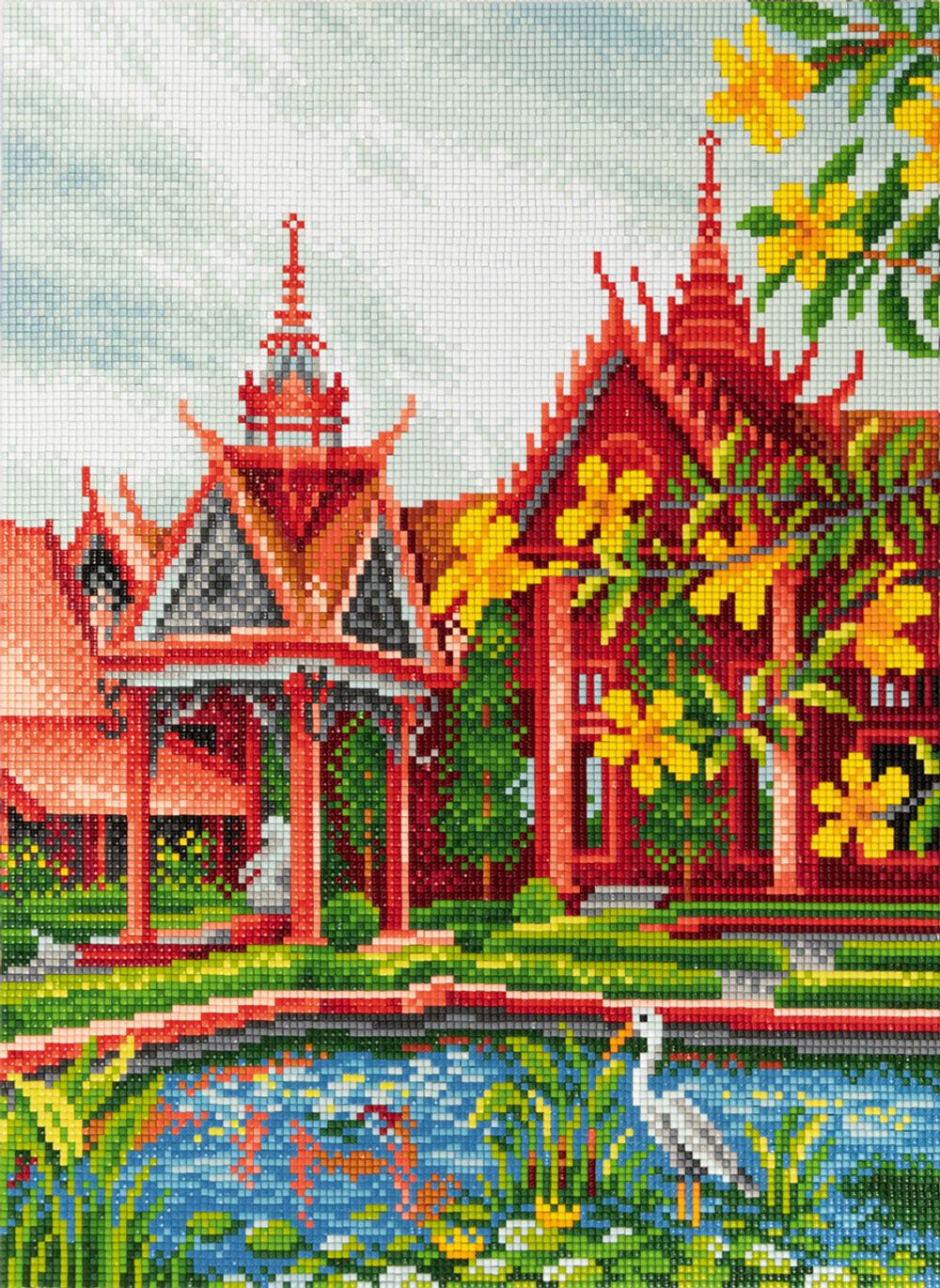 Алмазная (кристальная) мозаика Фрея, на подрамнике Путешествие в Камбоджу, 30х40 см