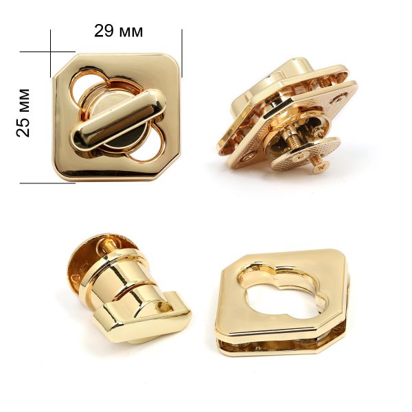 Замок для сумки 35х39мм, TBY.1355, цв.золото, уп.2 шт