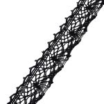 Кружево вязаное (тесьма) 35 мм / 25 метров, 90%  х/б, 10% пэф, рис.35.01.199, черный, С3749Г17