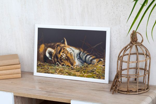 Алмазная (кристальная) мозаика Фрея, Тигренок, 50х30 см