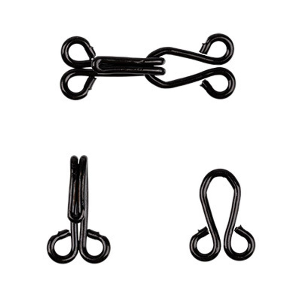 Крючок шубный обтяжной 15 мм, 10 шт, 22 черный металл, Gamma