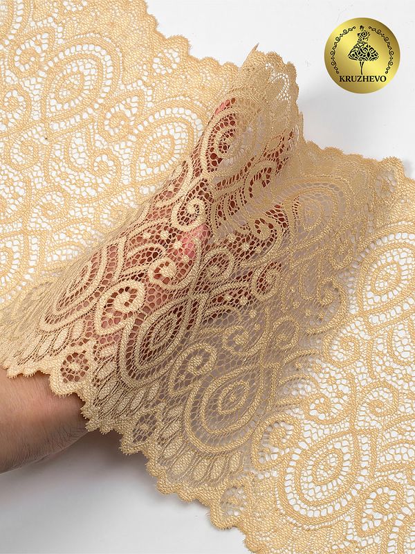 Кружево бельевое эластичное 180 мм / 3 метра, TBY.L1351, цв.126 бежевый