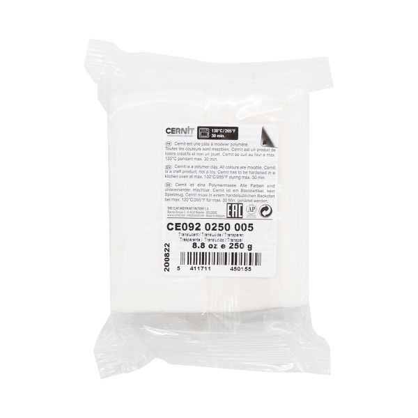 Полимерная глина Cernit Translucent запекаемая, прозрачная 250 гр, 005 белый