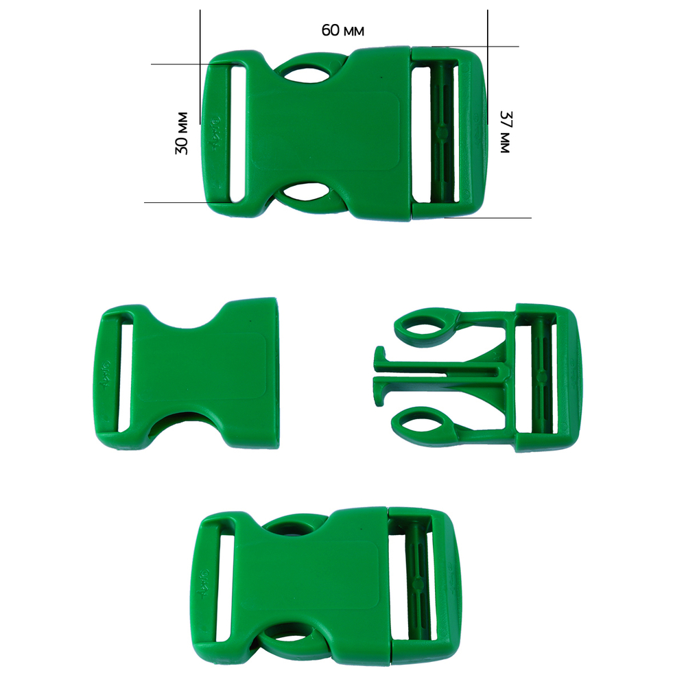 Фастекс (пряжка трезубец) пластик 30 мм, 100 шт, FE30А зеленый, нагр.80 кг