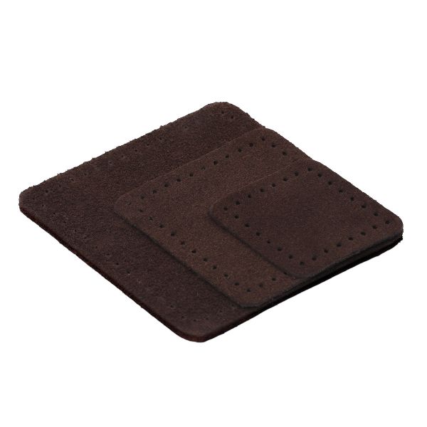 Набор заплаток пришивных из замши, ромб 4х5,6см, 6х8,4см, 8х11,2см, с перфорацией, 3 шт (21 темно-коричневый), 59405