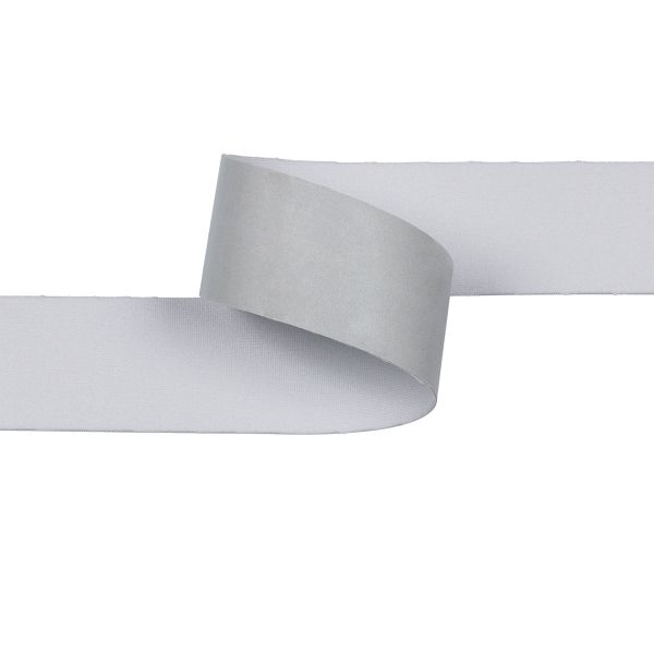 Лента светоотражающая (катафотная) эластичная [cpl:420], 25 мм / 25 метров, 92% п/э, 8% спандекс, серебро, Gamma JF9600