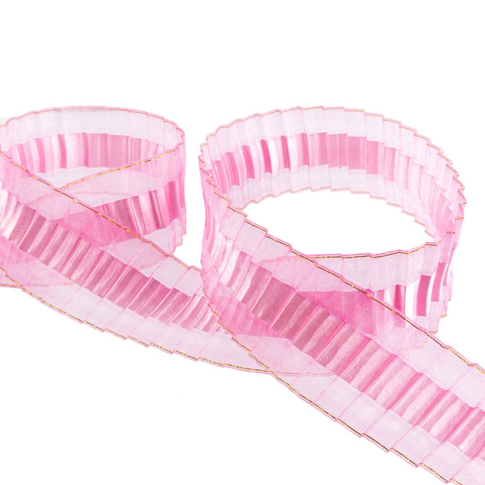 Лента капроновая (органза) гофрированная 38.0 мм / 22.5 метров, 058 сиреневый, Blitz ORV-38