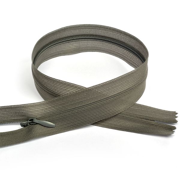 Молния потайная (скрытая) Т3 (3 мм) 1 зам., н/раз., 50 см, цв.S392 т.серый уп.50 шт