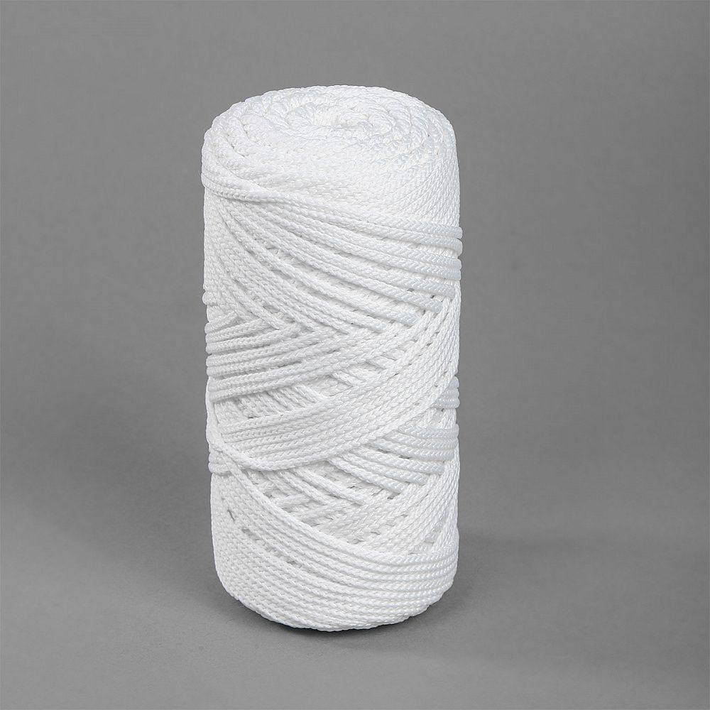Шнур для вязания ⌀3.0 мм, полиэфир, цв.белый уп.100м