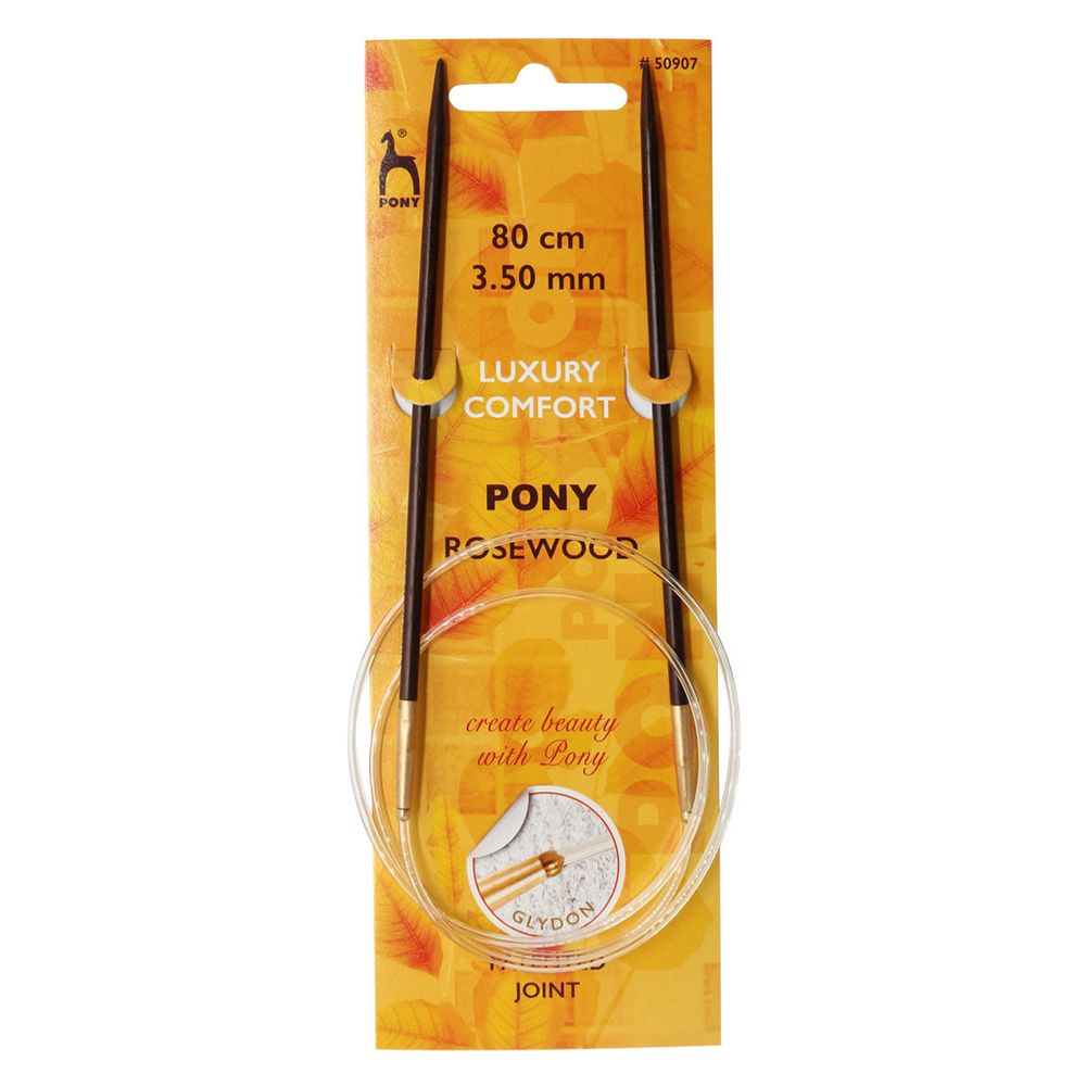 Спицы круговые Pony Rosewood ⌀3.5 мм, 80 см, розовое дерево, 50907