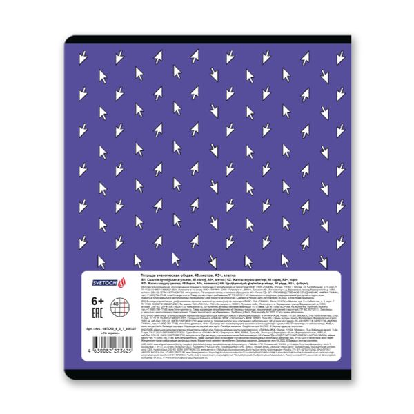 Тетрадь ученическая общая, твин лак, A5+ 48 л. на скобе, белизна 100%, 10 шт, клетка, 000331 На экране, Светоч 48ТСК5_8_3_1