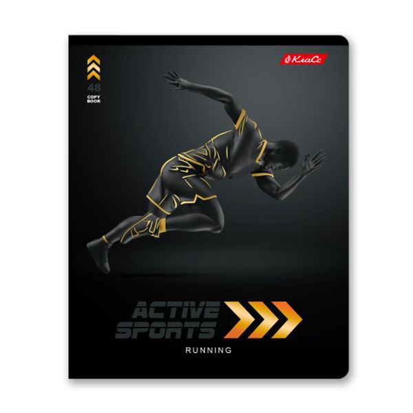 Тетрадь ученическая общая, матовая ламинация + тиснение золотой фольгой, A5+ 48 л. на скобе 65 г/м², белизна 100%, 10 шт, клетка в термоусадочной пленке, 000731 Активный спорт, Светоч 48ТЕТк-008