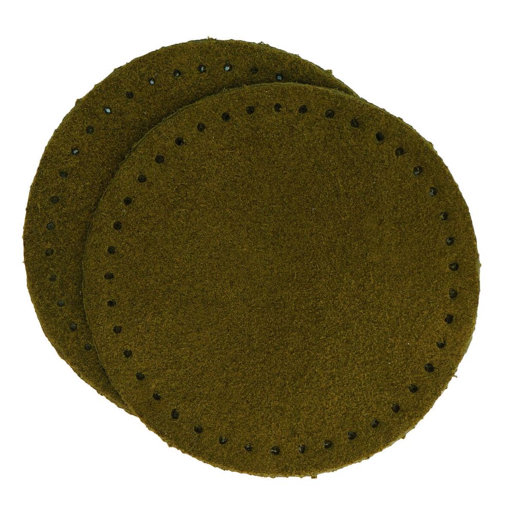 Заплатки пришивные из замши, круг ⌀6см с перфорацией, 2 шт, 100% кожа, 33 хаки, 59111