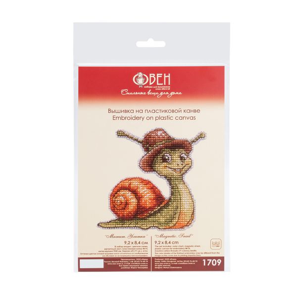 Набор для вышивания нитками Овен, Магнит. Улитка. 9,2х8,4см