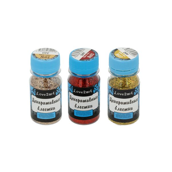 Блестки декоративные 1.5х0.2 мм, 60 г (4х15 г), 04 зеленый, Love2art DPF