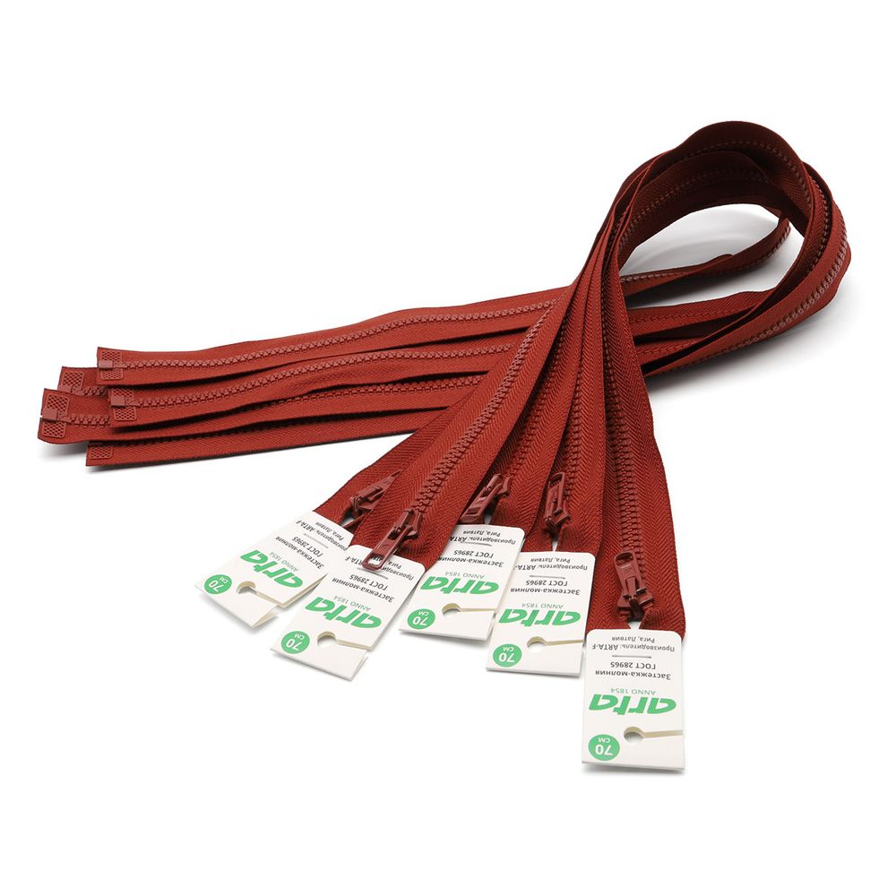 Молния трактор Arta Т6 (6 мм) 1 зам., разъем., 65 см, цв. 010 терракотовый, 5 шт