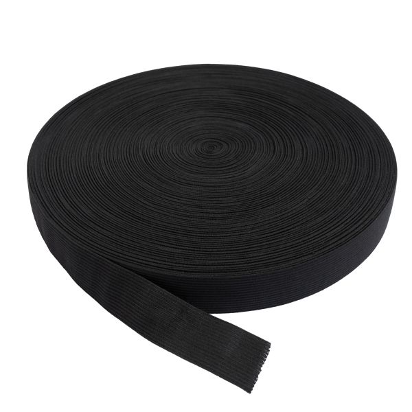 Резинка вязаная 25 мм, / 50 метров, черный, Gamma RV-25 BL