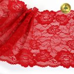 Кружево бельевое эластичное 190 мм / 10 м, 24, цв.красный, Kruzhevo