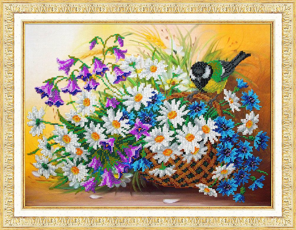 Набор для вышивания бисером Паутинка, Поле в лукошке 38х28 см
