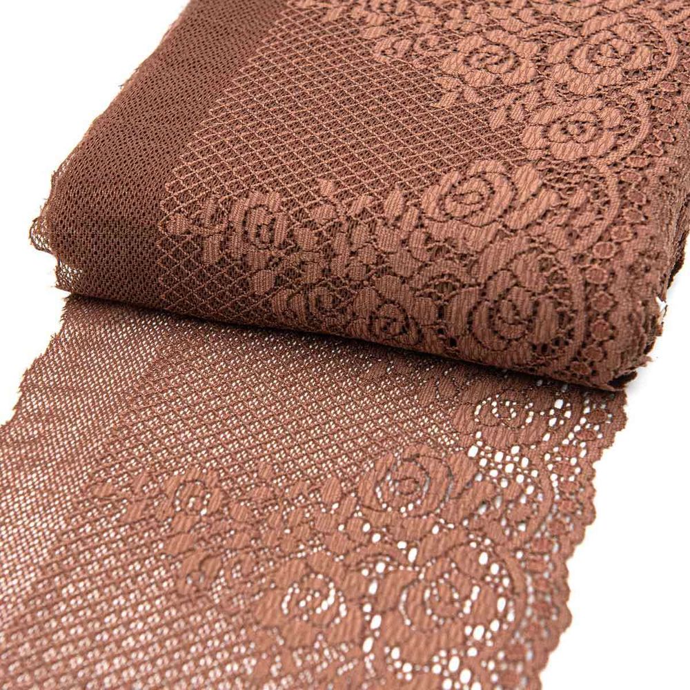 Кружево бельевое эластичное 175 мм / 13.72 м, коричневый