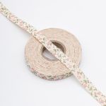 Лента декоративная х/б Цветы 15.0 мм / 25±1 метров, бело-красный, 3448