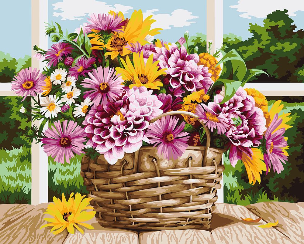 Картина по номерам Фрея PNB/PL-164, Букет в корзинке, 50х40 см