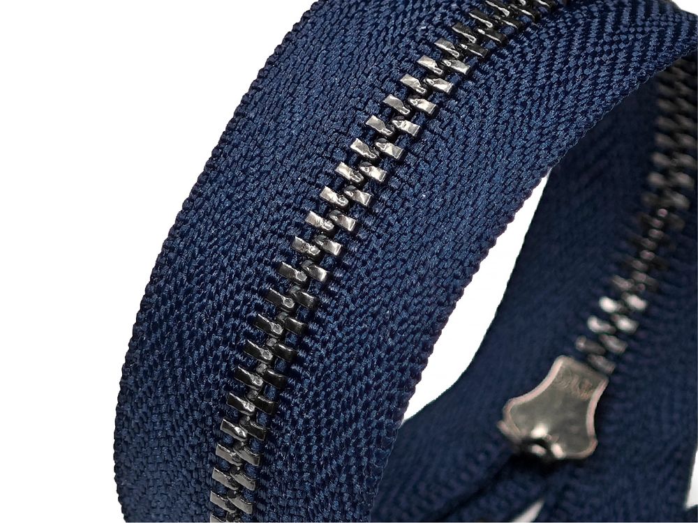 Молния металл (цв.SBS) джинсовая Т4 (4 мм) 1 зам., н/раз., 20 см, S-196 т.синий (звено: т.никель), уп.100 шт