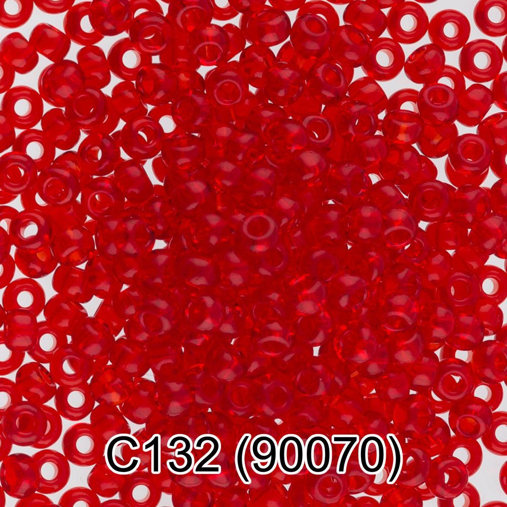 Бисер Preciosa круглый 10/0, 2.3 мм, 10х5 г, 1-й сорт, C132 красный, 90070, круглый 3