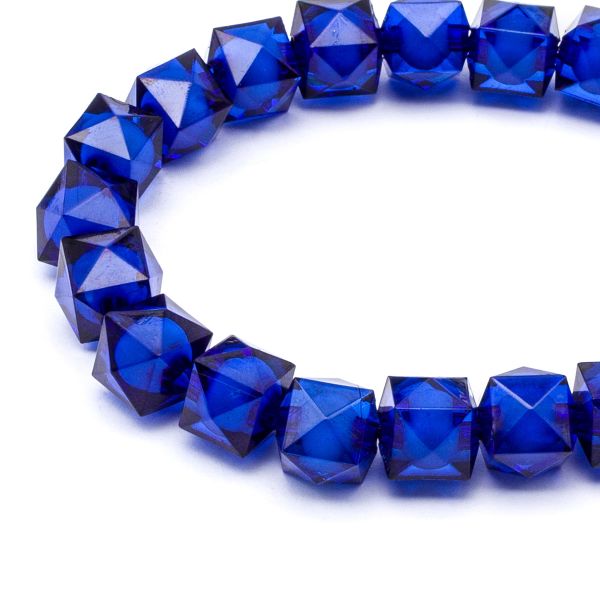 Бусины акрил ⌀10 мм, в цвете с белой сердцевиной, граненый куб, 500 г, Astra&Craft (26 темно-синий)