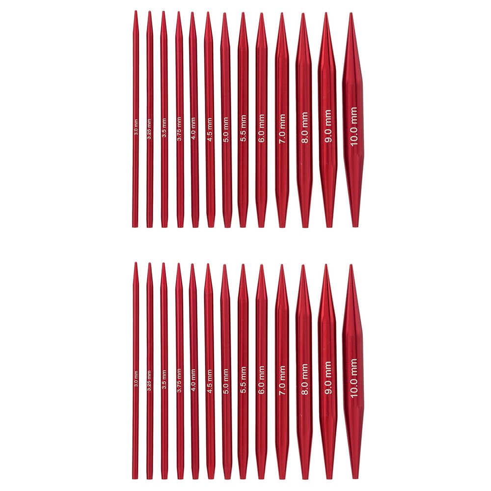 Набор съемных спиц для вязания 10см, 13 размеров (3мм-10мм), цв.красный, алюминий