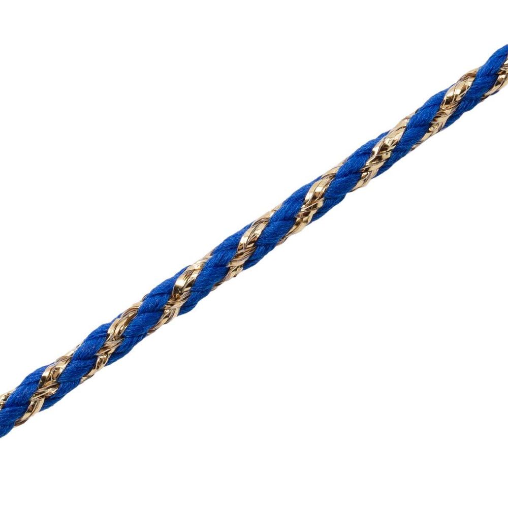 Шнур отделочный с метанитом ⌀3.0 мм / 20м (полиэстер 68%, метанит 32%), темно-васильковый с золотом, Р2869