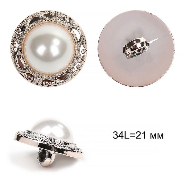 Пуговицы пластик TBY.B309 цв.01 перламутровый,белое золото 34L на ножке 50 шт