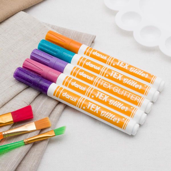 Маркер для ткани Darwi TEX Glitter, 2мм (с блестками) (475 розовый), DA0140013