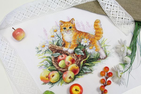 Набор для вышивания нитками МП Студия, Рыжий садовод, 15х13 см