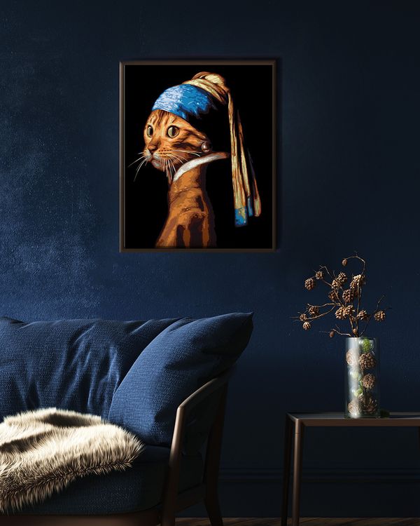 Картина по номерам Фрея PNB/PL-234, Кошка с жемчужной сережкой, 50х40 см