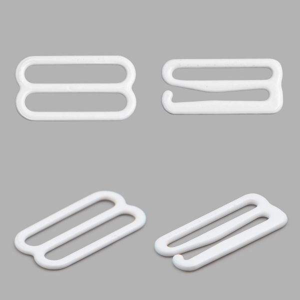 Набор крючки + регуляторы для бюстгальтеров металл 20.0 мм, (12 крюч., 6 регул.), белый