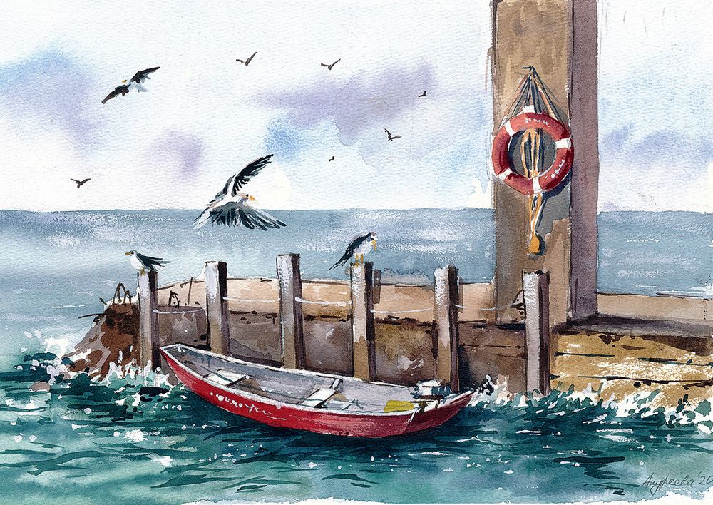 Пазл 1000 элементов, Лодка на причале, PZL-1000/17, Фрея