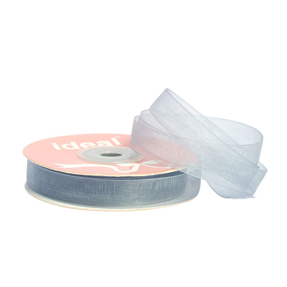 Лента капроновая (органза) 12.0 мм, 1062 серый, уп. 27,4 м