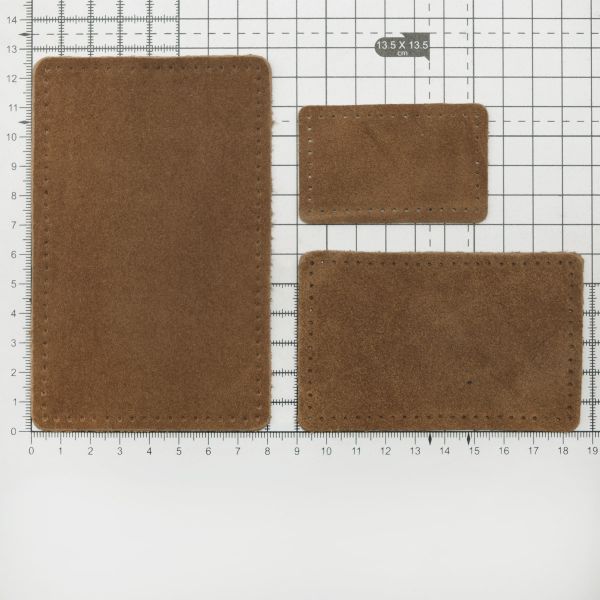 Набор заплаток пришив. из замши, прямоуг-к 4х6,4см, 6х9,6см, 8х12,7см, с перфорацией, 3 шт (32 кэмел), 59403