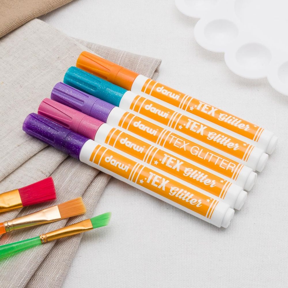 Маркер для ткани Darwi TEX Glitter, 2мм (с блестками) (752 оранжевый), DA0140013