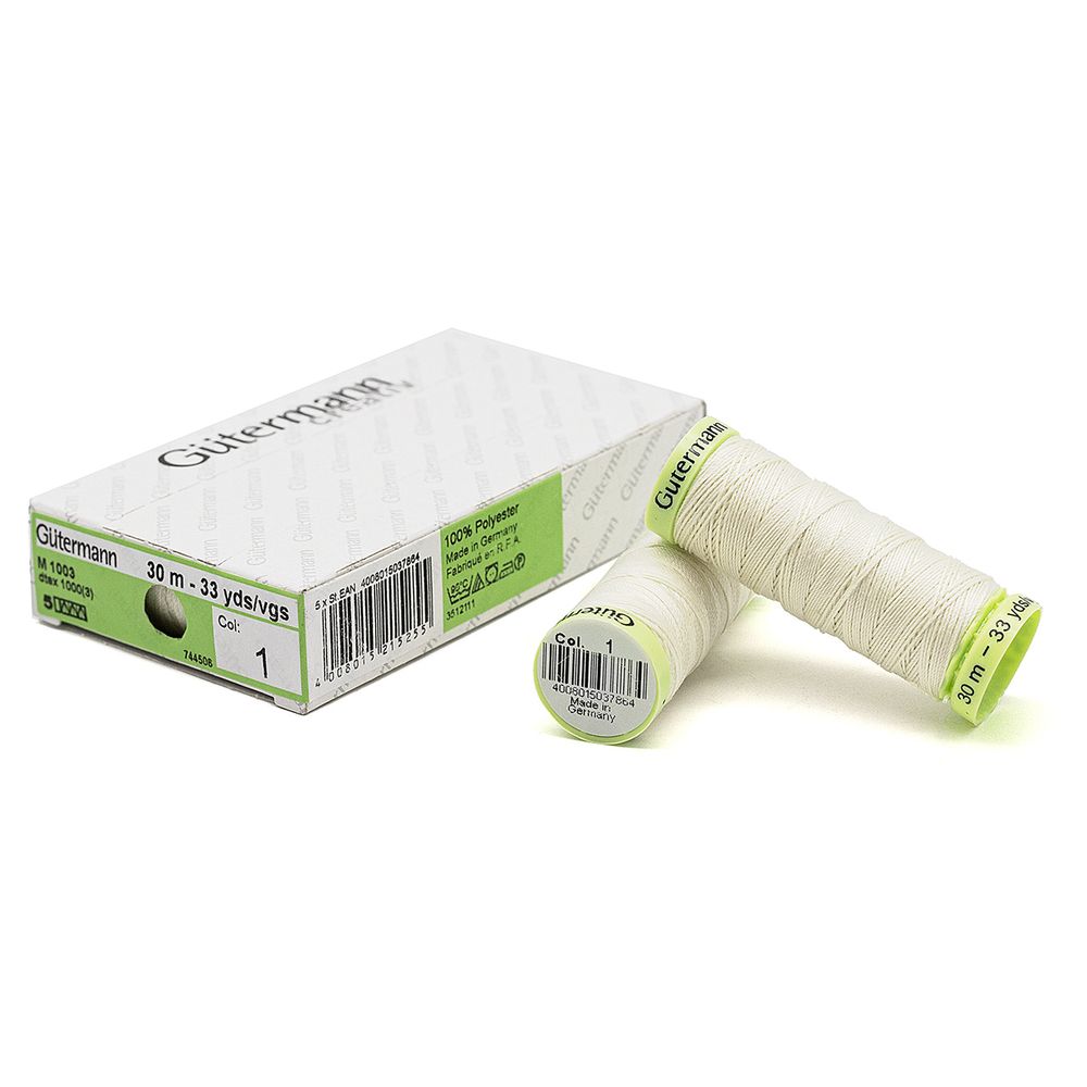 Нитки отделочные Gutermann Top Stitch, 30м, 001 молочный, 5 катушек