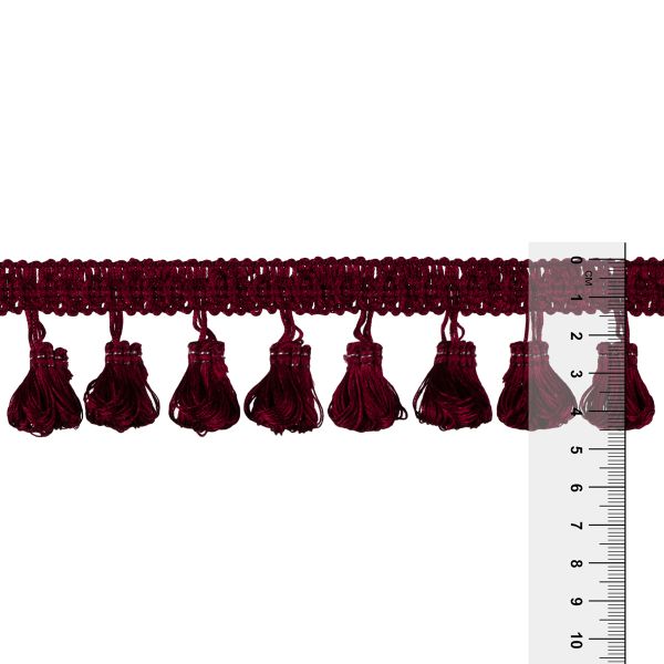Бахрома отделочная 45.0 мм / 10 метров, с кистями, 274 бордо, Gamma 555